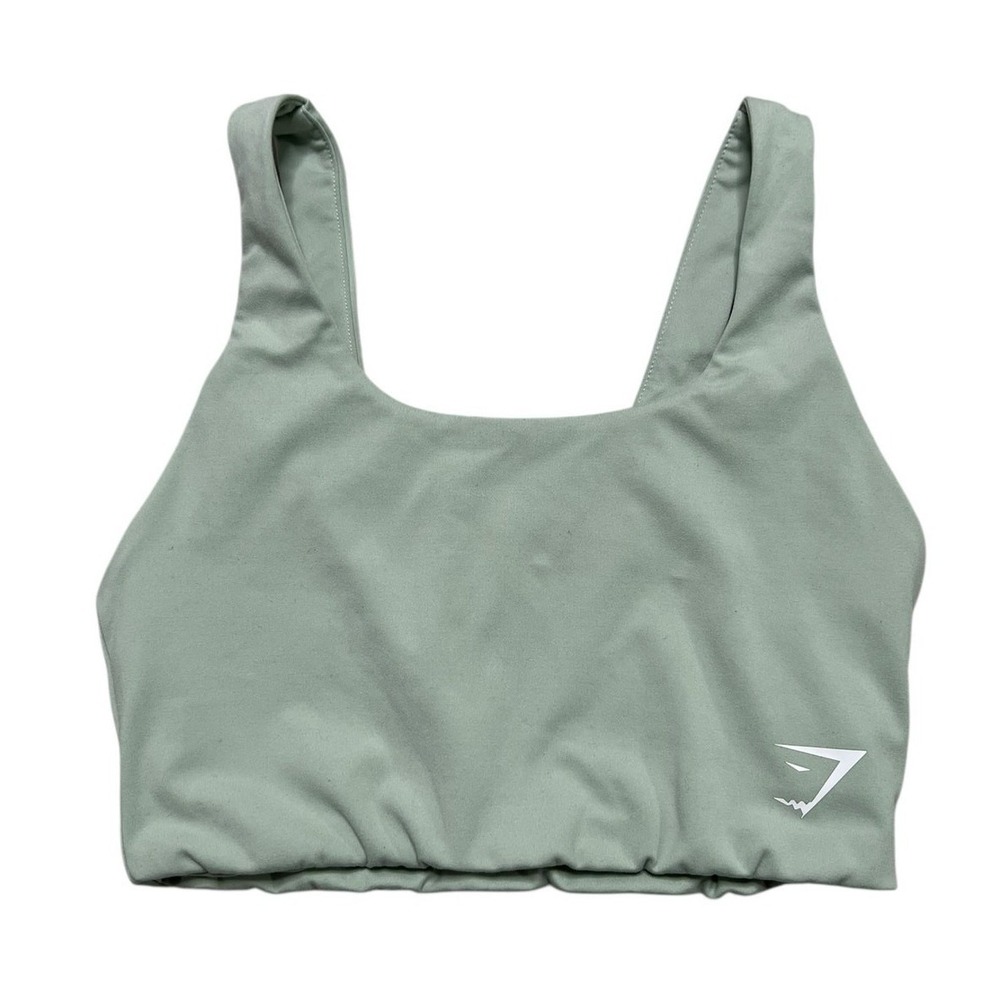Gymshark Sports Bra Womens S Green DRY Square Neck Moisture Wicking Activewear